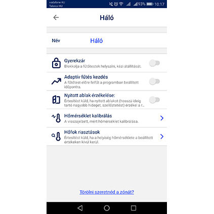 Adax Wifi applikáció lehetőségek
