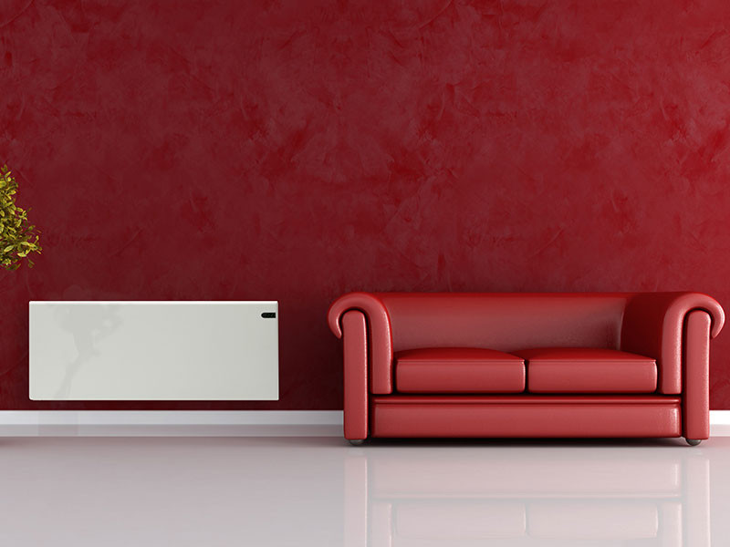 Adax Neo fehér színben vörös nappaliban