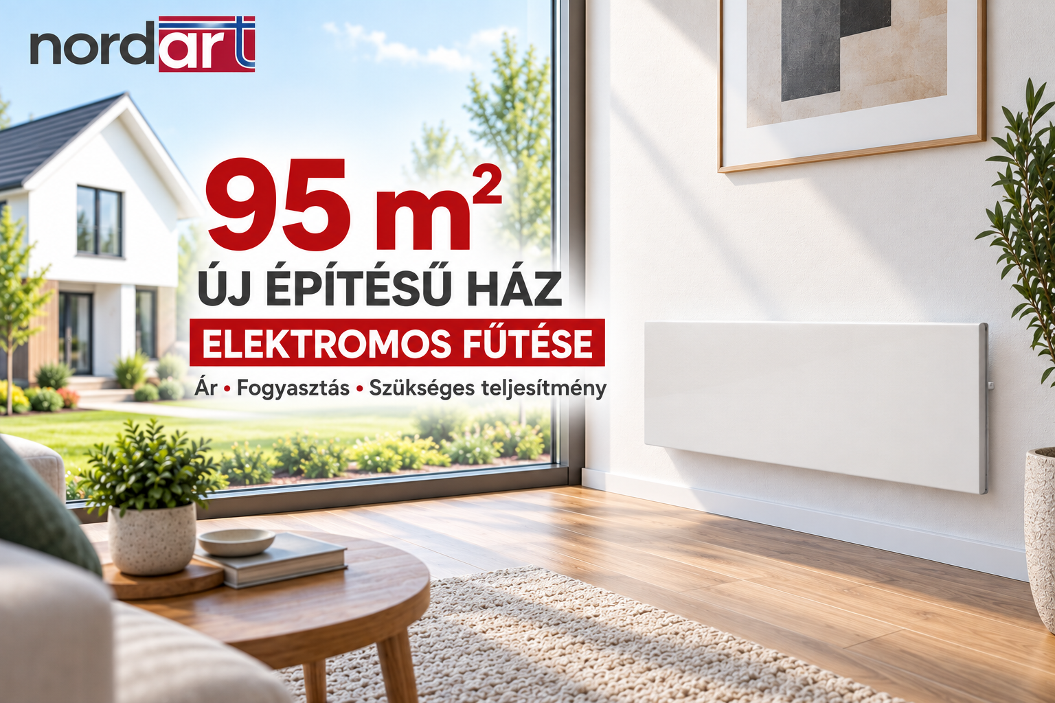 95 m²-es új építésű családi ház elektromos fűtése ADAX fűtőpanellel